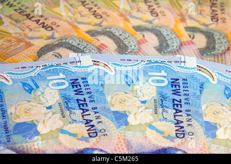 Neuseeland Währung, Dollar, Zehner und zwanziger Stockfoto