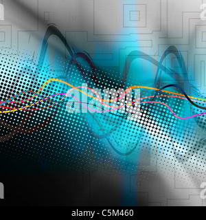 Eine audio-Wellenform über einen abstrakten Hintergrund. Stockfoto