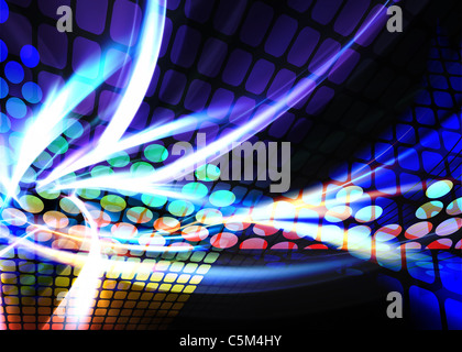 Ein Regenbogen farbige Wand oder Display Digitalanzeige mit Reflexionen und jede Menge Exemplar. Stockfoto