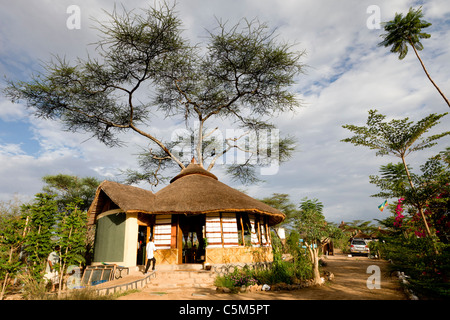 Buska Lodge Hotel und Restaurant in der Nähe von Turmi am unteren Omo-Tal, Southern Ethiopia, Afrika. Stockfoto