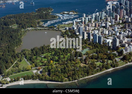 Vancouver-Antenne - West End, Lost Lagoon und Strände Stockfoto