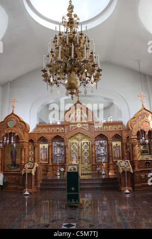 Innenraum der Orthodoxen Kirche im Kloster Valamo in Heinävesi, Karelien, Ostfinnland Stockfoto