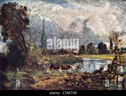 Gemälde von John Constable; "Kathedrale von Salisbury"; Englisch-Schule; Öl auf Leinwand Stockfoto