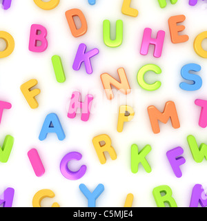Nahtlose 3D Darstellung der Buchstaben des Alphabets Stockfoto