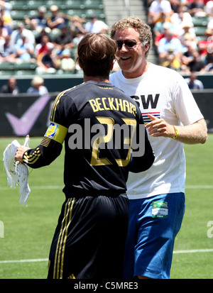 WERDEN FERRELL DAVID BECKHAM ASHTON und DEMI bei LA GALAXY V MANCHESTER CITY FOOTBALL MATCH CARSON LOS ANGELES Kalifornien 23 Ju Stockfoto