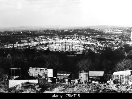 Ein Blick von der Tenantry, Kleingärten mit Blick über das Stadtzentrum von Brighton in den 80er Jahren Stockfoto