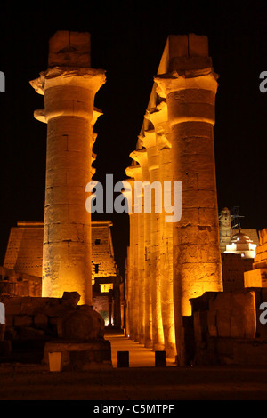 Nachtsicht - 14 Spalten im Luxor-Tempel Stockfoto