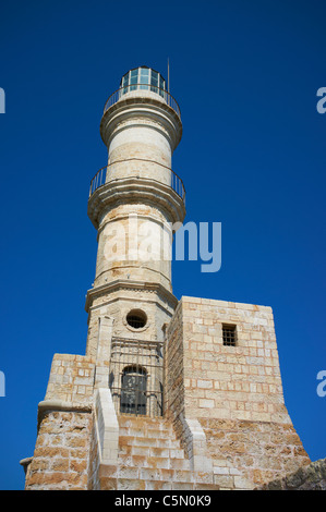 Blick auf den Leuchtturm Chania Kreta Stockfoto