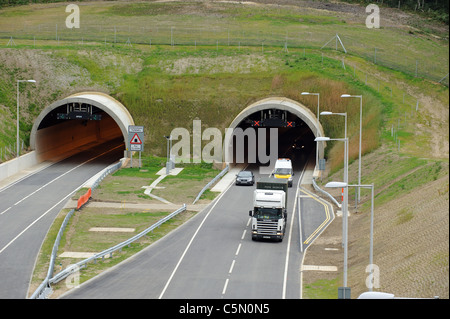 A3 Hindhead Surrey neue Tunnel öffnet für den Verkehr auf der Fahrbahn in Richtung Süden Stockfoto