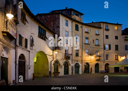 Piazza Dell Anfiteatro im Abendlicht, Lucca, Toskana, Italien Stockfoto