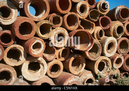 Gebackene Ton Wasserleitungen Ephesus-Türkei Stockfoto