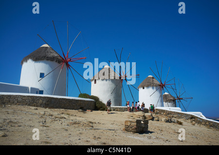 Die Windmühlen verwendet, um jetzt verwendet, da Mykonos Griechenland beherbergt Mehl mahlen Stockfoto