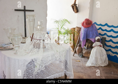 Kuba, Trinidad. Yemalla Schrein, Templo de Yemalla, Yoruba Orisha, Beschützer der Kinder, Ozean, Wasser, Fisch darstellt. Stockfoto