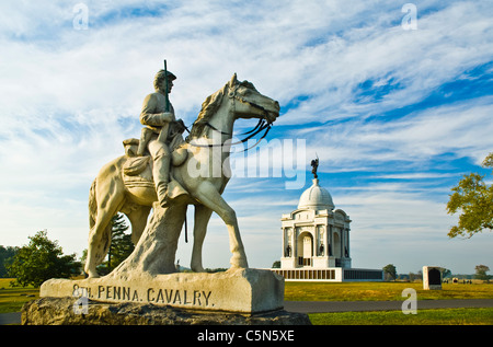 Cemetery Ridge, Hancock Ave. 8. Pennsylvania Kavallerie Denkmal. Gettysburg National Military Park, Pennsylvania. USA. Stockfoto