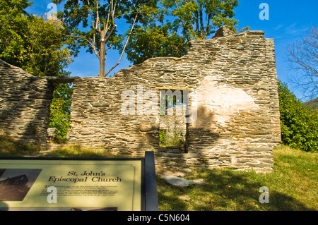 Die Ruinen einer alten Episcopalian Kirche auf dem Hügel in Harpers Ferry, WV Stockfoto