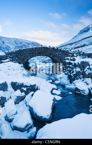 Stockley Brücke, eine traditionelle Lastesel über Körner Gill in der Nähe von Seathwaite. Lake District. Cumbria. England. VEREINIGTES KÖNIGREICH. Stockfoto