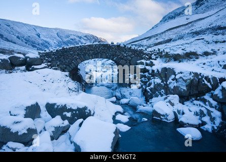 Stockley Brücke, eine traditionelle Lastesel über Körner Gill in der Nähe von Seathwaite. Lake District. Cumbria. England. VEREINIGTES KÖNIGREICH. Stockfoto