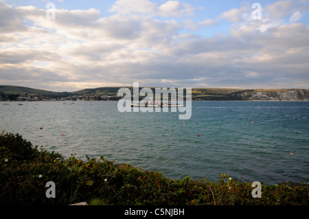 Waverley Raddampfer in dock in Swanage Pier, Dorset, England. Stockfoto