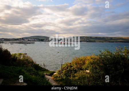 Waverley Raddampfer in dock in Swanage Pier, Dorset, England. Stockfoto