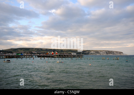 Waverley Raddampfer angedockt am Swanage Pier, Dorset, England. Stockfoto