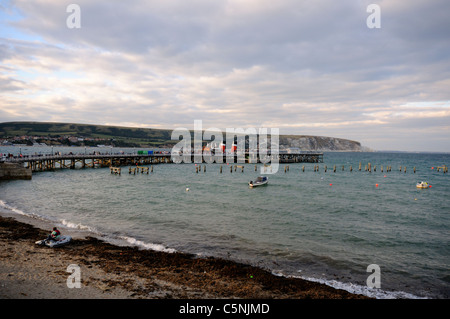 Waverley Raddampfer angedockt am Swanage Pier, Dorset, England. Stockfoto