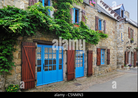 Traditionelles Haus verziert mit Reben bei Camaret-Sur-Mer, Finistère, Bretagne, Frankreich Stockfoto
