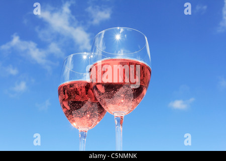 Brille von rosé-Wein Stockfoto