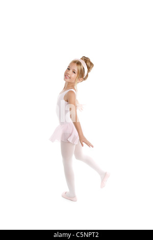 Ballerina kleine Kinder Ballerina tanzen isolierten auf weißen Hintergrund Stockfoto