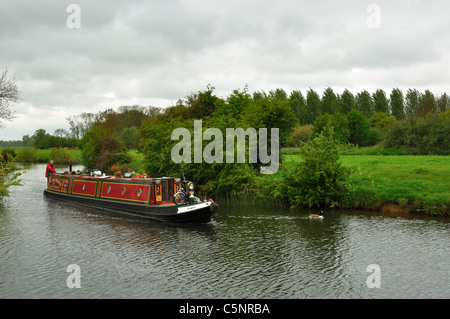 Grachtenboot auf den Fluss Nene, Nene Valley Northampton Northamptonshire UK England Stockfoto