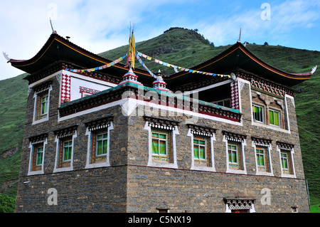 Ein Haus im tibetischen Stil. Sichuan, China. Stockfoto