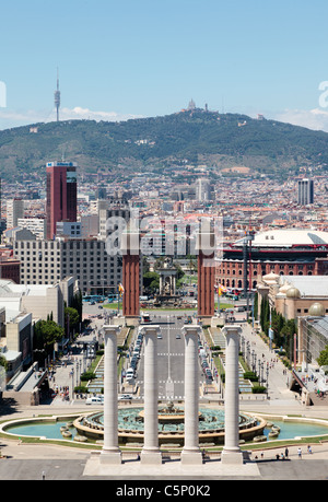 Barcelona von Montjuic. Plaza de Espana. Stockfoto