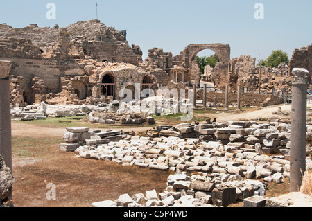 Aspendos wichtige Stadt im Staat Pamphylien römische Kontrolle in 190 v. Chr. , Anatolien Türkei römischen Kaiser Marcus Aurelius 161 - 80 n. Chr. Stockfoto