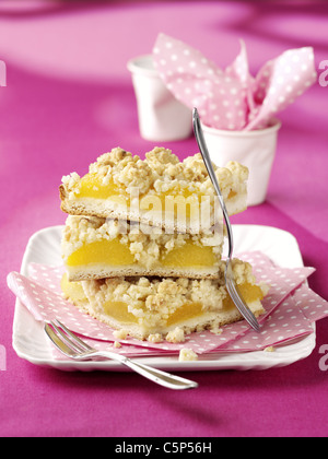 Apricot Kuchen mit Streusel-topping Stockfoto