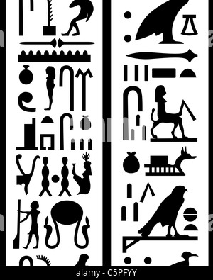 Ägyptische Hieroglyphen nahtlose Muster. Stockfoto