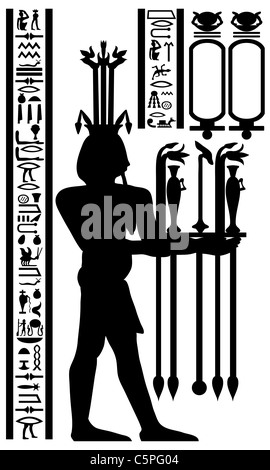 Ägyptische Hieroglyphen und unter freiem Himmel. Vektor-Illustration. Stockfoto