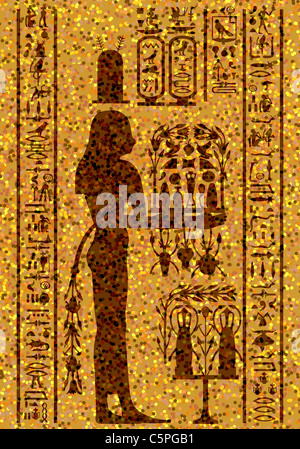 Ägyptische Hieroglyphen und unter freiem Himmel. Vektor-Illustration. Stockfoto