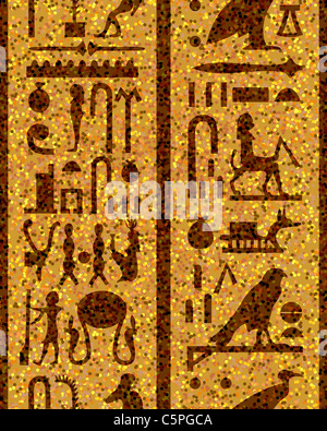 Ägyptische Hieroglyphen nahtlose Muster. Stockfoto