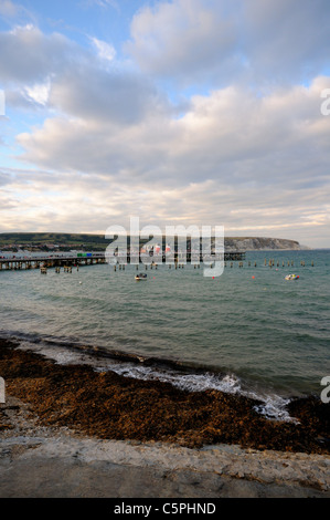 Waverley Raddampfer angedockt am Swanage Pier, Dorset, England. Stockfoto