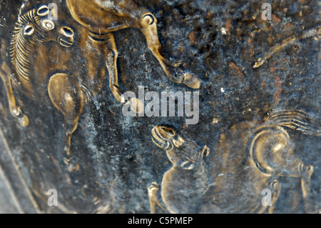 Thai Pferd keramische Fliesen an Wand des buddhistischen Tempel, Thailand Stockfoto