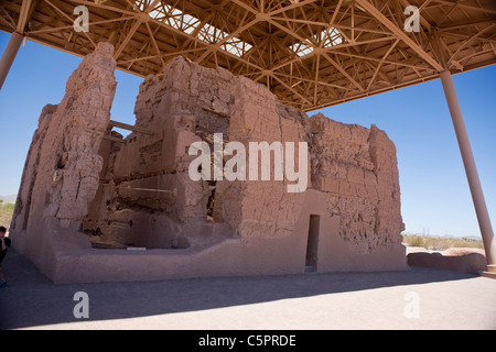 Gebäude, Ruinen, Casa Grande Ruins National Monument, Coolidge, Arizona, Vereinigte Staaten von Amerika Stockfoto