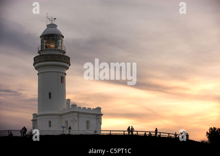 Leuchtturm in Byron Bay bei Sonnenuntergang Stockfoto