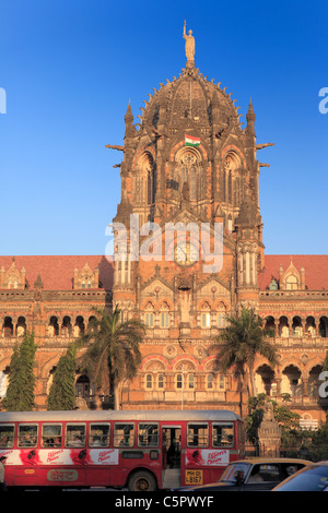 Chhattrapati Shivaji Maharaj Zug Bahnhof, Architekt F.W.Stevens, 1878-1888, UNESCO-Weltkulturerbe, Mumbai, Indien Stockfoto