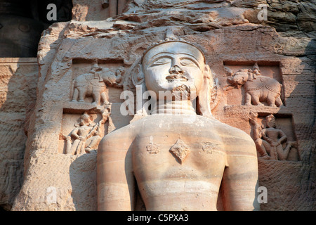 Jain-Skulpturen (9.-14. Jahrhundert), Gwalior, Indien Stockfoto