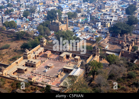 Blick von der Festung zum Gujari Mahal (15. Jh.), Gwalior, Indien Stockfoto