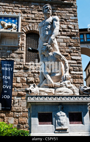 Die Skulpturengruppe von Herkules und Grab von Baccio Bandinelli, Piazza della Signoria, Florenz Stockfoto