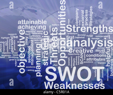 Word Cloud Konzept Außenillustration SWOT Stärken Schwächen internationaler Stockfoto