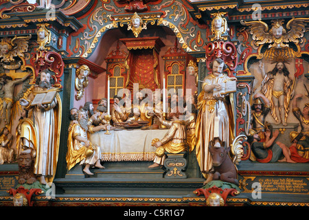 Altar in der Frauenkirche (1650, Lorentz Jorgensen Holbaek), Kalundborg, Seeland, Dänemark Stockfoto