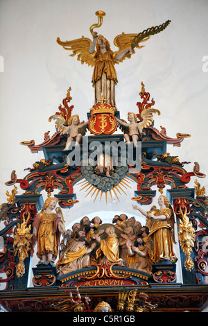 Altar in der Frauenkirche (1650, Lorentz Jorgensen Holbaek), Kalundborg, Seeland, Dänemark Stockfoto