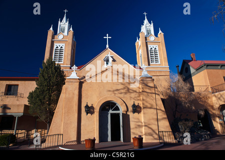 Fassade von San Felipe de Neri Church, Albuquerque, New Mexico, Vereinigte Staaten von Amerika Stockfoto