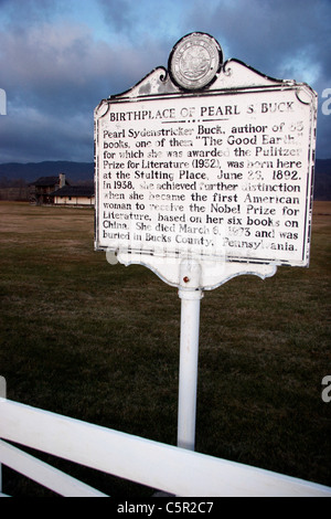 GEBURTSORT VON PEARL S. BUCK. Pearl Sydenstricker Buck wurde die erste amerikanische Frau, die den Nobelpreis für Literatur erhalten. Stockfoto